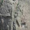 Bernard Vachon and Darin Lang on the belay ledge.