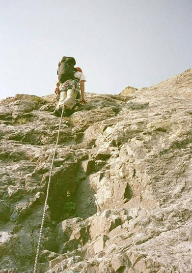 Andrew Gram on the starting pitch of the Inwood Arete.