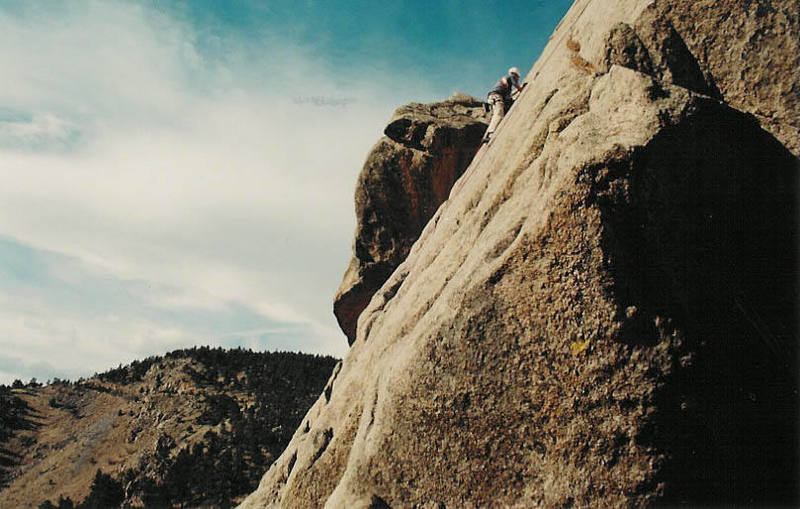 Allen on one of his first trad leads, climbing East Slab.