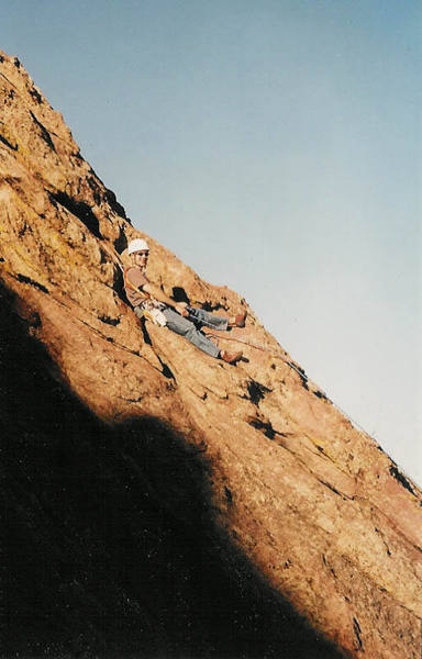 Nate belaying at the top of the 2nd pitch.