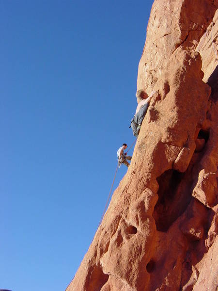 Climbing: Matt.<br>
Rappelling: Josh.<br>
Photographer: Jim.