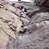 James prepping beneath the p1 crux moves.