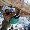 Climbing feet-first through the roof portion of 300 (V9).
<br>

<br>
Climber: @dirtysouthclimber
<br>
Photo: @todd.stebbs