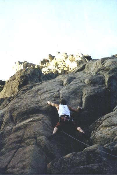 Kevin about to crank the crux