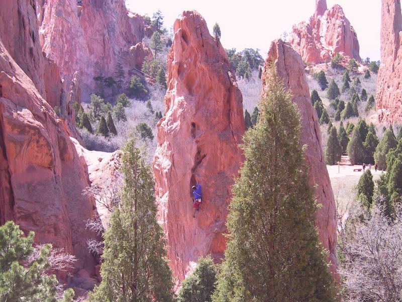 Unknown climber on Potholes.  Photo by Tim Menke.