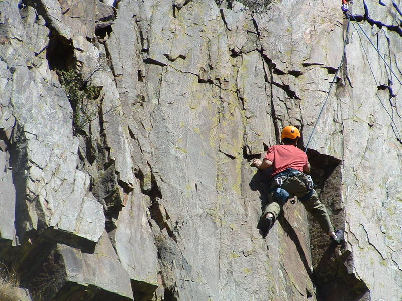 Gary stemming up Practice Rock.