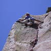 Working the arete.