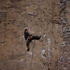 Dave just past the crux on Love Stinks