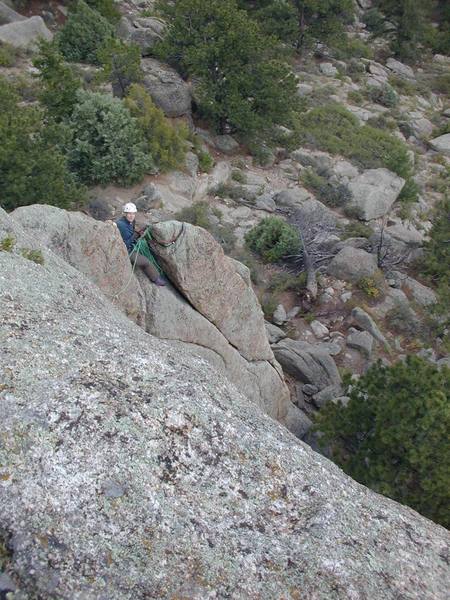 Another view of the first belay.  August 8, 2002.