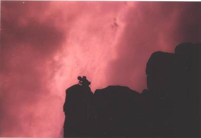 Jerry Campbell cleaning up the climb.