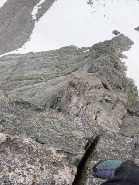 a view from the 2nd pitch.  "eric the rep" on belay.