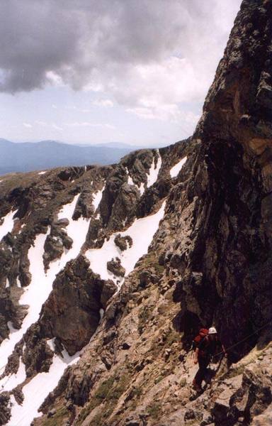 Here's a shot of Simon Edwards on the Left, lower finish to Superstar, James <br>
Peak, RMNP/Alpine.  Shot 6/22/3.