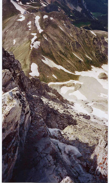 View down the Northwest Buttress of Capitol Peak