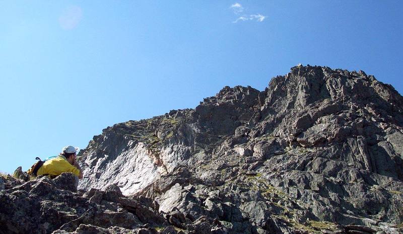 Taking a break before heading up towards the crux.