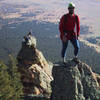 Lots of people on the summit, with me in the foreground on a summit above the Flying Flatiron.