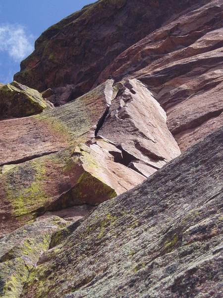 The 5.8 slab and the 10c crux pitch.