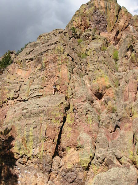 If you like hueco holds and survive<br>
getting to the first bolt, then you will<br>
love this route.  Great summer morning<br>
shade.  