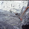 Looking down the 6th pitch to the top of the yellow flake.