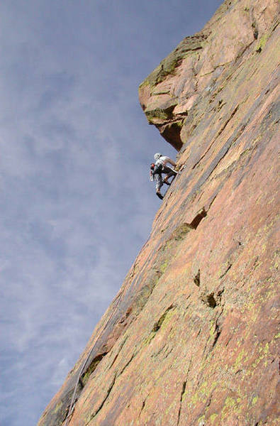 Nicola balestra leading the 3rd pitch on a sunny <br>
day in November