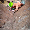 Above the crux but still a challenging section of Flying A - Jason Halladay Photo