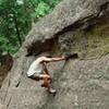 Chip Phillips steadying on the undercling on Midrange, by Jen Tiahrt.