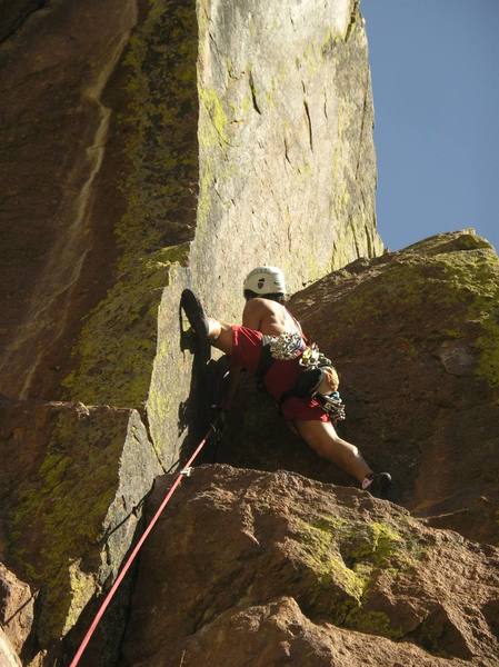 This is the trick as someone mentioned -<br>
palm out right to get the left foot high on a positive edge, then stem your right foot. one move (but hella fun)<br>
over a ledge