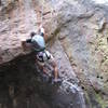 Jeff Gunter approaching the crux.