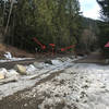 Facing south up Rails to Trails at the parking lot. Access trail to Anderson Creek Walls: Ant Hill, ect.