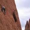 Working his way across the Lower Finger Traverse.