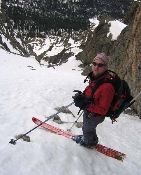 Looking down from near the top of the couloir.