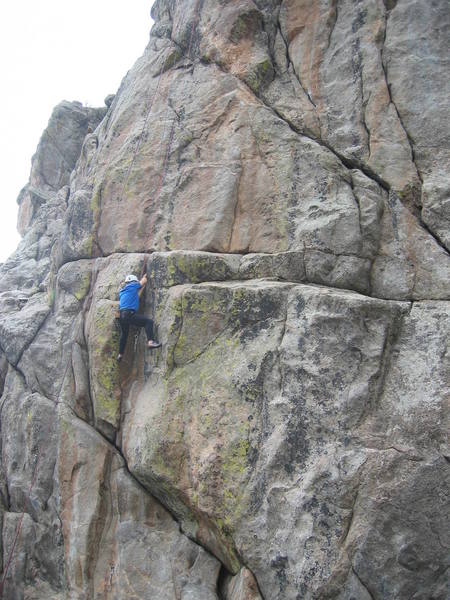 On the 10d cux. The hardest moves are at the top of the corner, and you have another rounded ledge to look forward to.