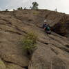 Beiser leading out the first pitch along the dihedral.