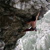 Battling the undercling, at the start of the final crux.  Thanks to Mackenzie Meredith - our photographer.