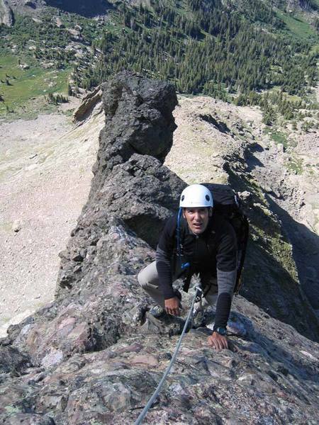 The top of our 3rd pitch, with the top of the first step visible below.