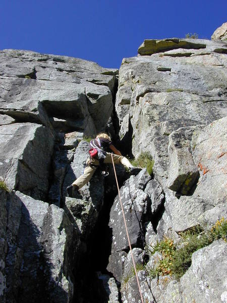 Me on the chimney pitch of Lone Eagle.<br>
<br>
Photo by Tim Stich.