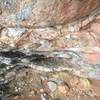 Looking down from about 3 bolts up, after the lower crux.