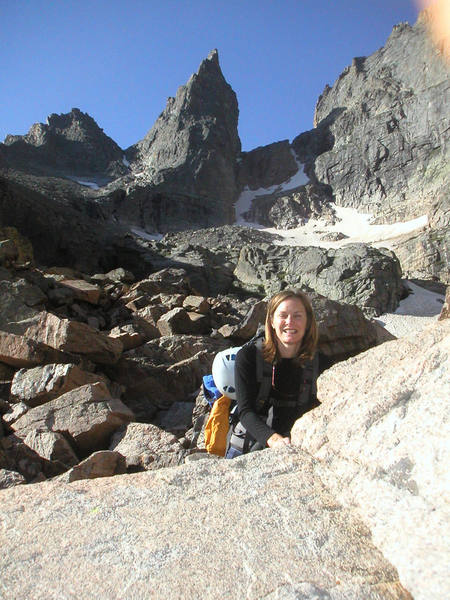 Sara in the never ending talus field of doom.