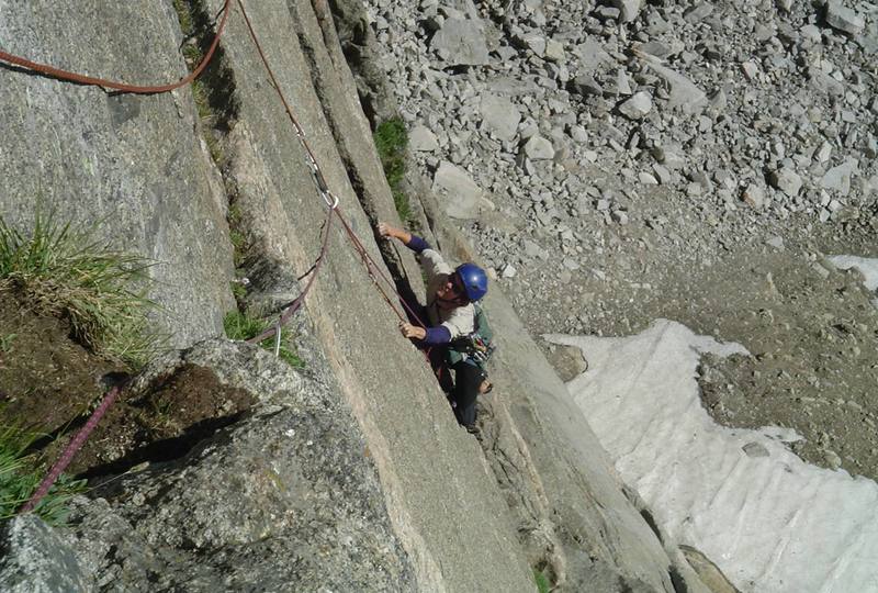 Joe on the crux pitch