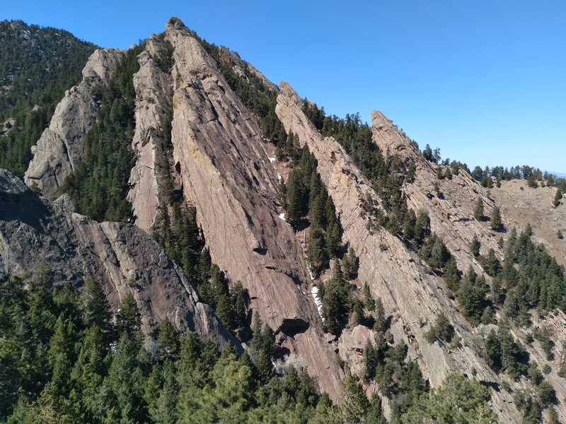 The various ridges of Skunk Canyon.  Satan's Slab (AKA Ridge 2) is the largest of these, at center.