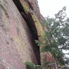 Sick Flake.  The 5.8 crux is surmounting the chockstone at the top of the chimney, and laybacking the flake above.