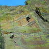 Irina Overeem at the overhanging headwall.  The next moves are very difficult.