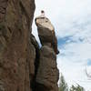 Julie Prehm on top of the Banana Tower.