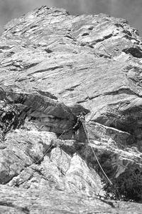 Pitch 2 on first attempt.  Before the snow storm. Notice the ice hanging to the left? 