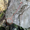 Start on a good left side pull and an inconceivable right hand crimp, then go up trending right towards the top using the arete with your left hand