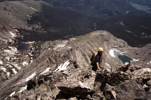 Ryne Greene about done with the thousand feet of 4th class.  Photo taken just before he couldn't take the exposure and asked to be short roped by partner, Sam Flournoy.