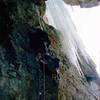 Roy Leggett on the crux of Womb with a View. Photo by Eric Wellborn.