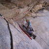 The fourth pitch.  Fuzzy pic from broken camera.  Nice work cleaning Eric!!