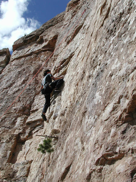 Mike Amato working through the crux on TR.