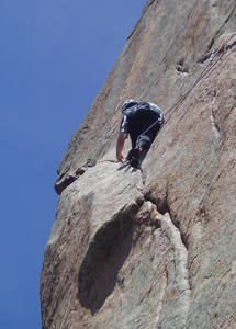 If you walk the finger crack, it's not at all strenuous. You can use the crack on the right for the first half. It is tricky getting gear in though, since you have to lean left to see into the crack.