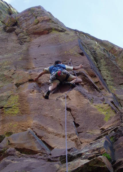 Starting the first crux at the 2nd bolt.